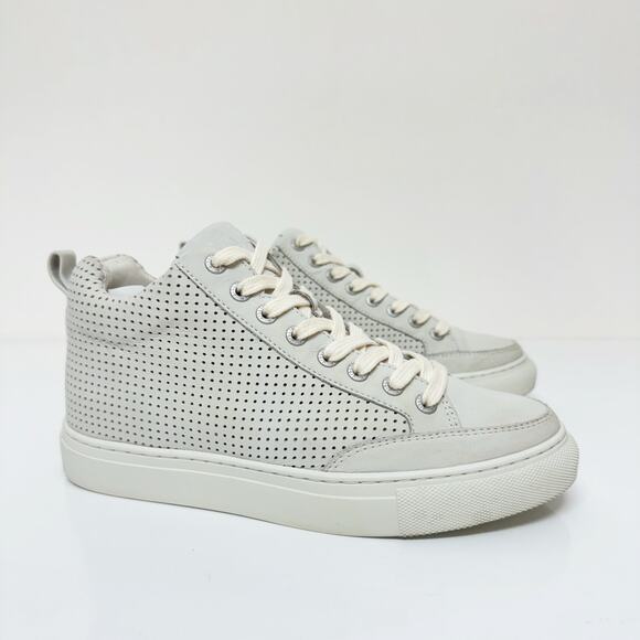 J/SLIDES Ludlow High Top Sneakers Perforated Nubuck Leather Gray Women's Size 7M - Picture 1 of 8